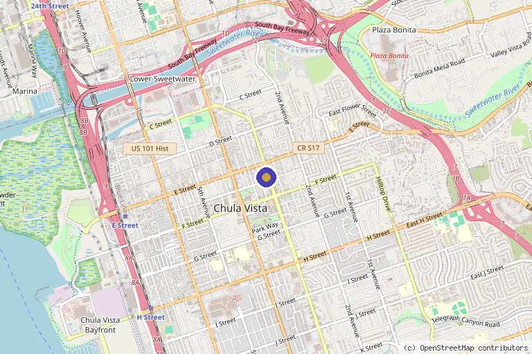 Map showing the location of SoCal Wellness in Chula Vista, CA
