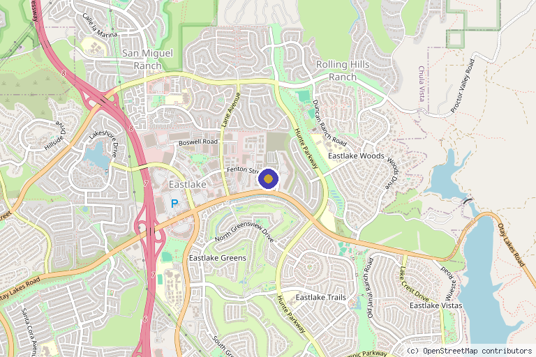 Map showing the location of Nowak Aesthetics in Chula Vista, CA