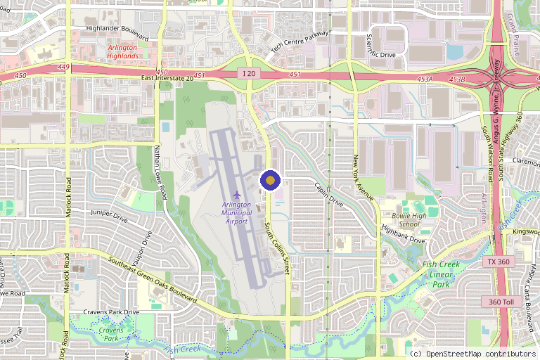 Map showing the location of Texas Spine Associates in Arlington, TX
