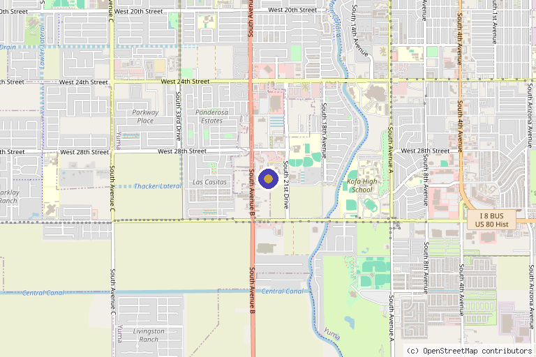 Map showing the location of Desert Spine Institute: Shawn Hermenau, MD in Yuma, AZ