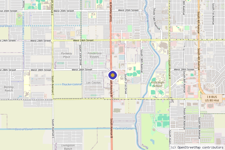 Map showing the location of ELITE Medspa + Wellness in Yuma, AZ