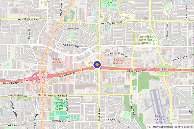 Map showing the location of Stemlight Center in Arlington, TX