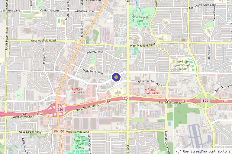 Map showing the location of Michael Phillips, MD in Arlington, TX