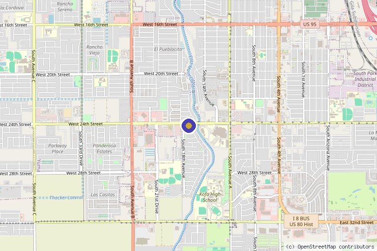 Map showing the location of Avanti Medical Spa in Yuma, AZ