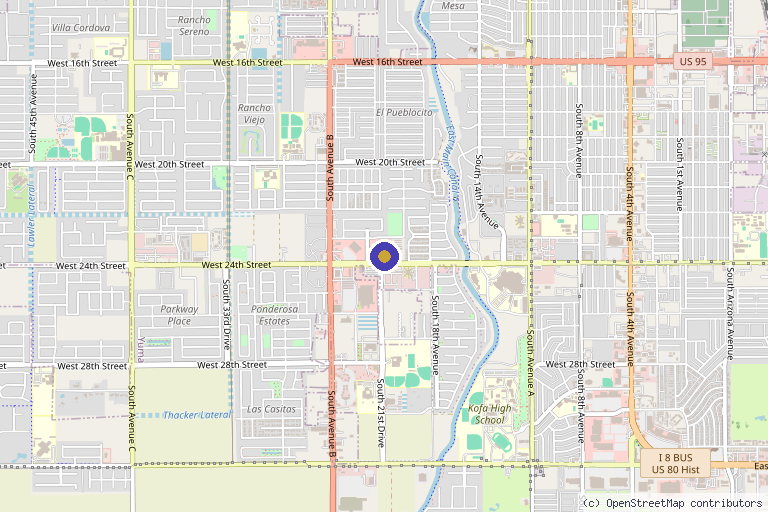 Map showing the location of Amara Rejuve Medical Spa & Laser in Yuma, AZ