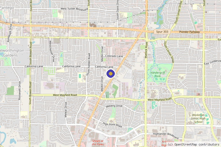 Map showing the location of Euro Image MedSpa in Arlington, TX