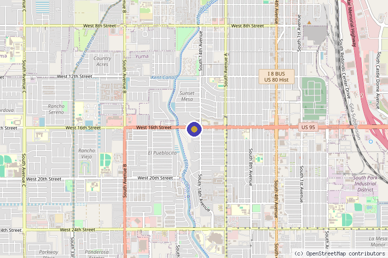 Map showing the location of Yuma Wellness & Aesthetics in Yuma, AZ