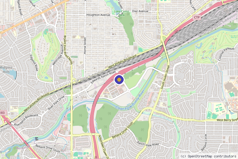 Map showing the location of Kalos Medical Spa at Kirby Plastic Surgery in Fort Worth, TX