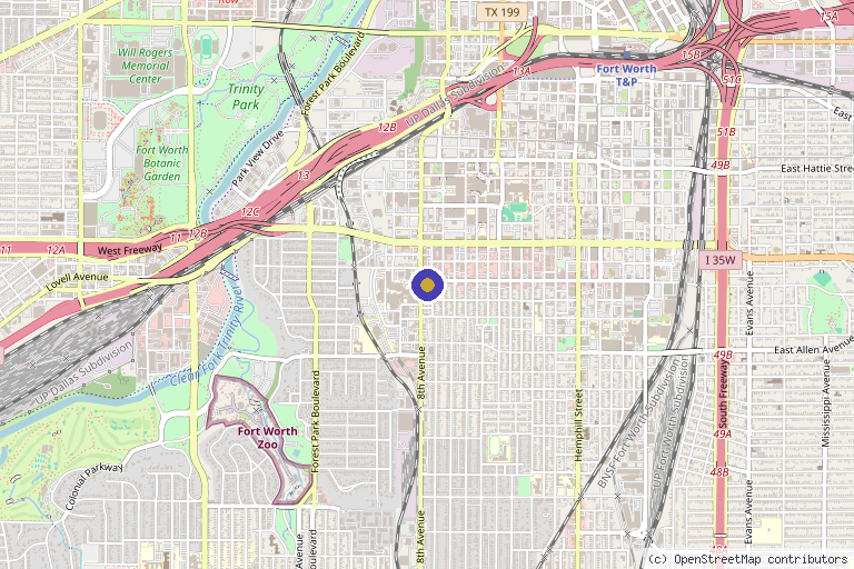 Map showing the location of Youthful Magnolia in Fort Worth, TX