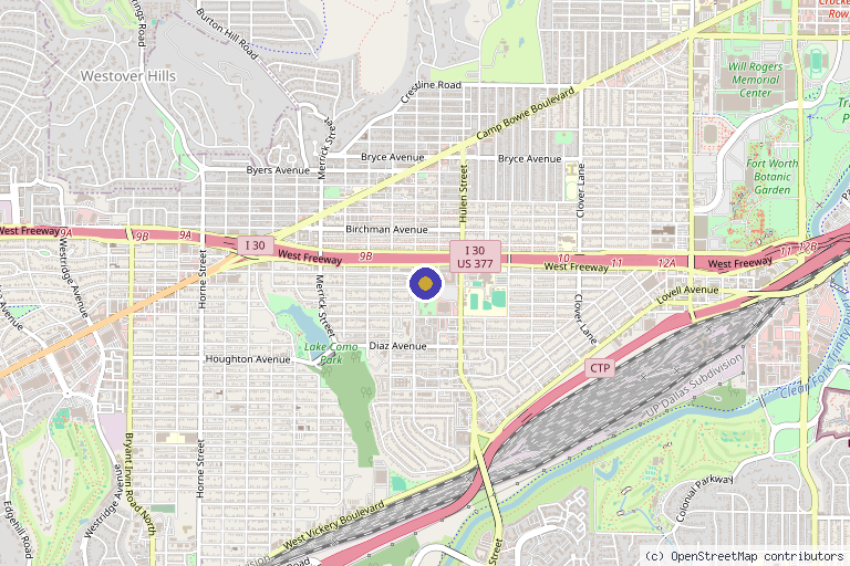 Map showing the location of InjectCo MedSpa Fort Worth in Fort Worth, TX