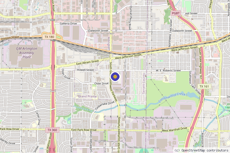 Map showing the location of Texas Wellness & Pain Center in Grand Prairie, TX