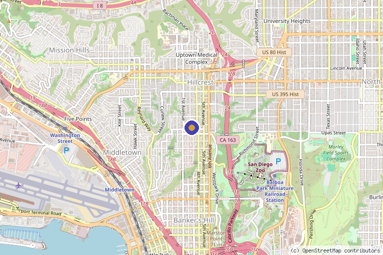 Map showing the location of Aesthetica Med Spa of San Diego in San Diego, CA