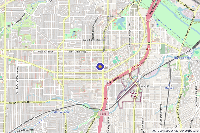 Map showing the location of Higher Level Skin & Beauty in Dallas, TX