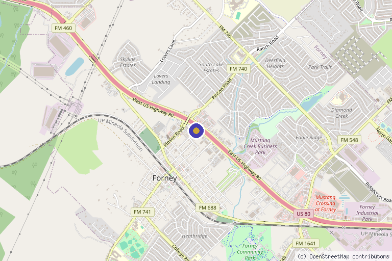 Map showing the location of ETX Inject Cosmetics & Wellness Forney PLLC in Forney, TX