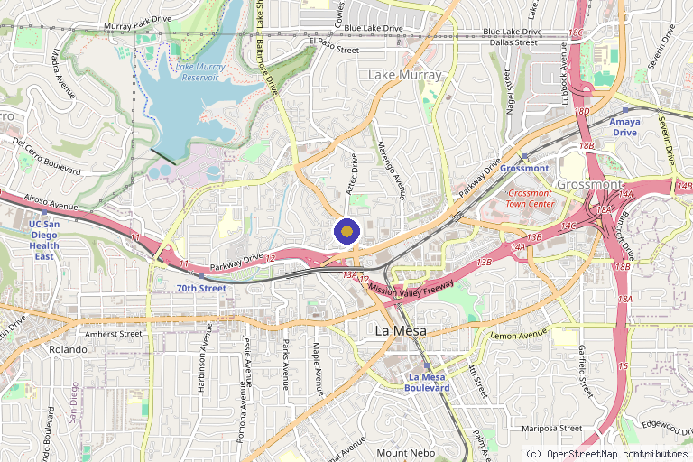 Map showing the location of Dr. Ellyn Levine- Trilogy Health, Weight and Laser Center in La Mesa, CA
