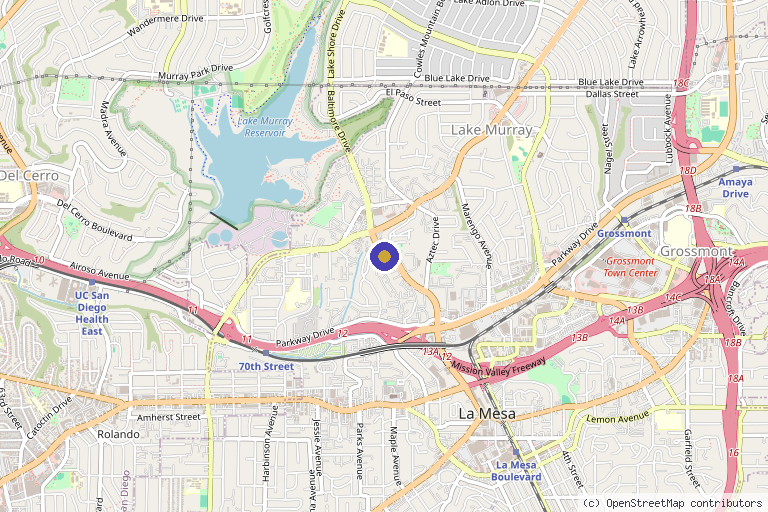 Map showing the location of San Diego Aesthetics and Med Spa in La Mesa, CA