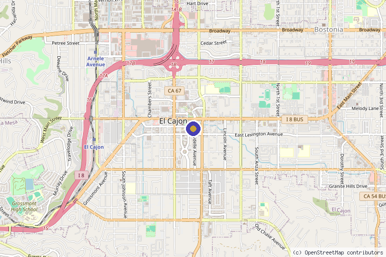 Map showing the location of Isles Of Beauty Med Spa in El Cajon, CA