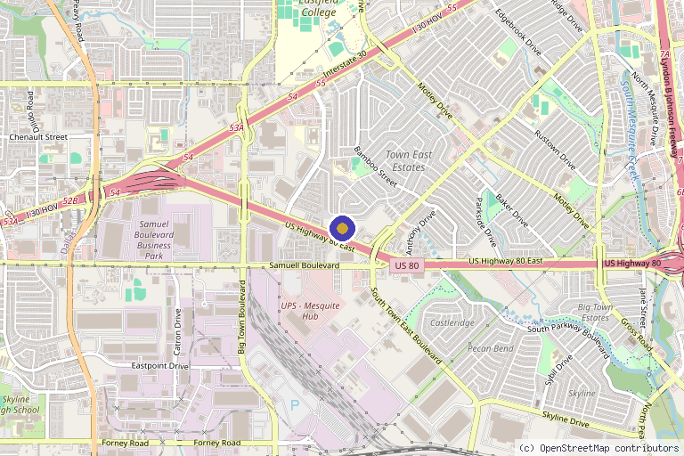 Map showing the location of K&D Mobile Regenerative Wound Care in Mesquite, TX