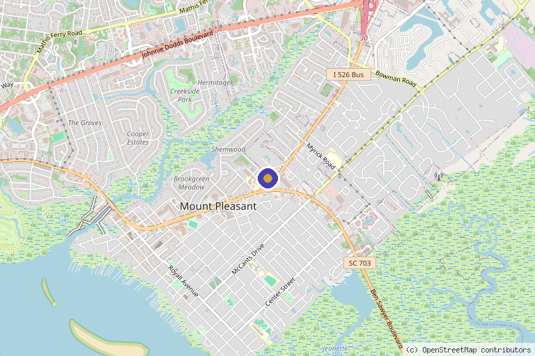 Map showing the location of Sheperd Integrative Dermatology in Mt Pleasant, SC