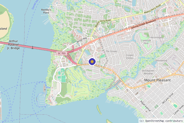 Map showing the location of Contour Aesthetics + Wellness in Mt Pleasant, SC