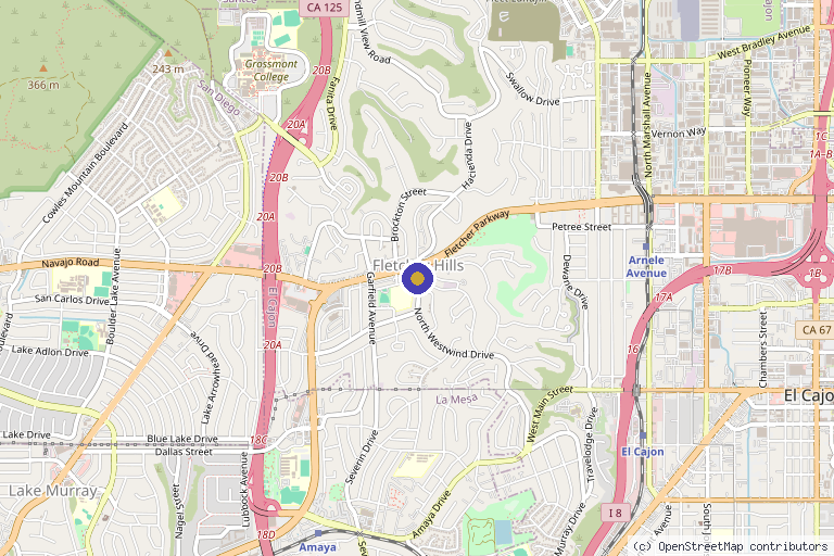 Map showing the location of One Stop Med Spa in El Cajon, CA