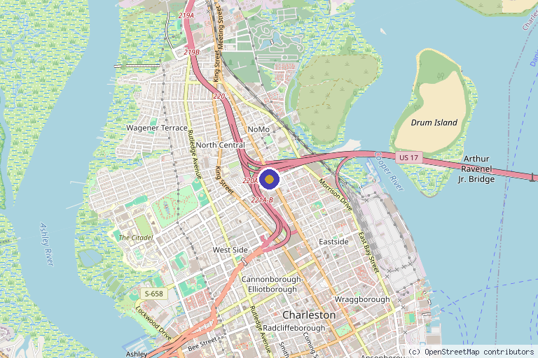 Map showing the location of Pearl Medspa in Charleston, SC