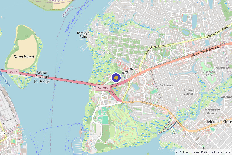 Map showing the location of Charleston Wound Care in Charleston, SC