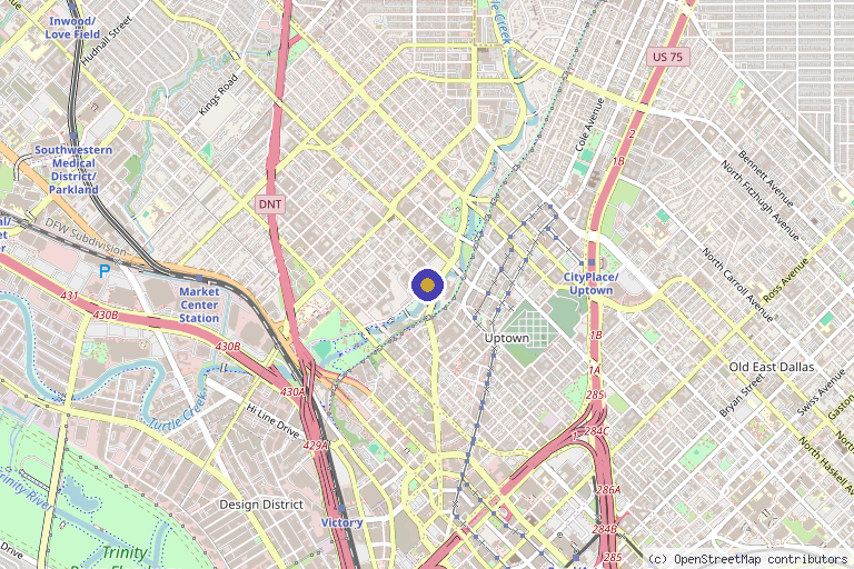 Map showing the location of Embracing Hands Esthetics & Wellness Spa in Dallas, TX
