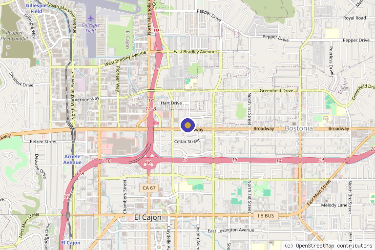 Map showing the location of Nirvana Wellness Spa (Weight Loss & Laser) in El Cajon, CA