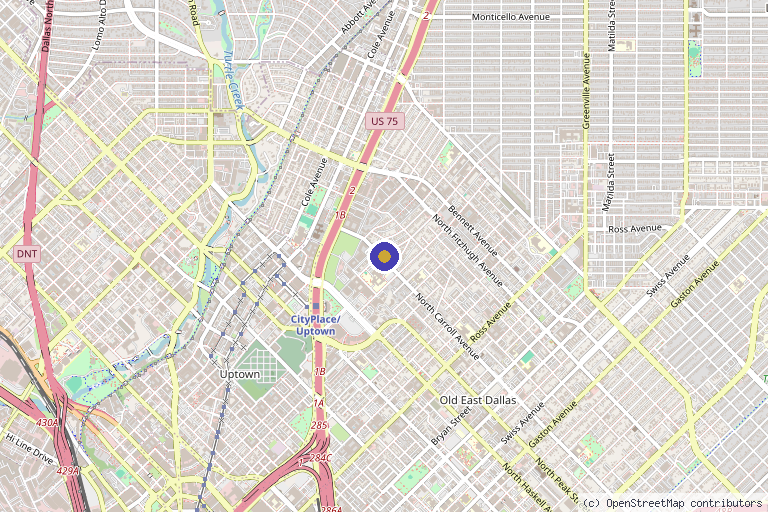 Map showing the location of PRP Treatment Clinic - Dallas in Dallas, TX