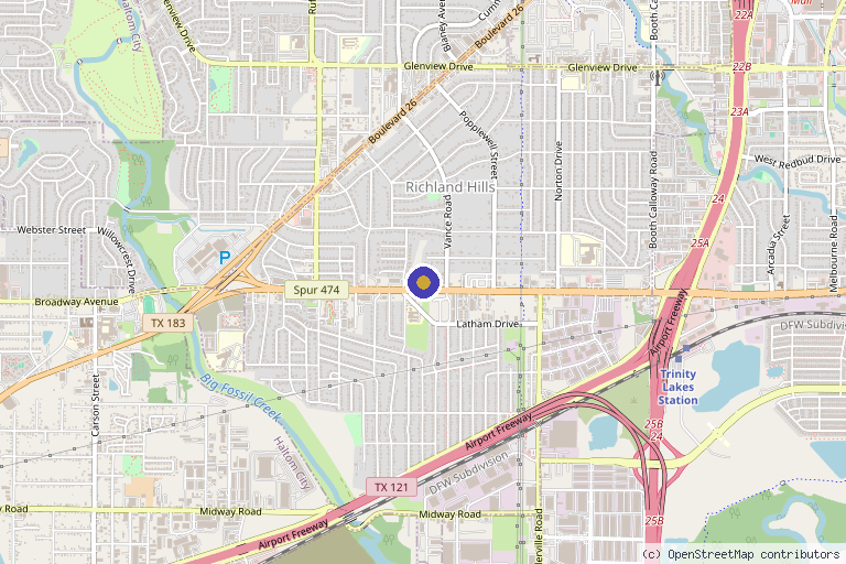 Map showing the location of MPOWER Advance Therapy Solutions in Richland Hills, TX
