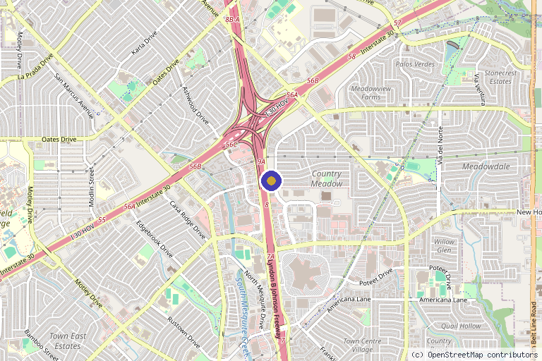 Map showing the location of Advanced Pain Solutions in Mesquite, TX