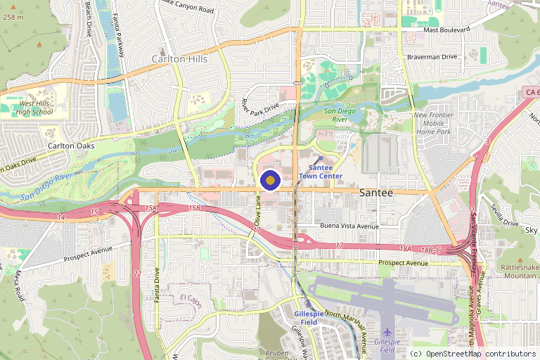 Map showing the location of The Wellness Co in Santee, CA