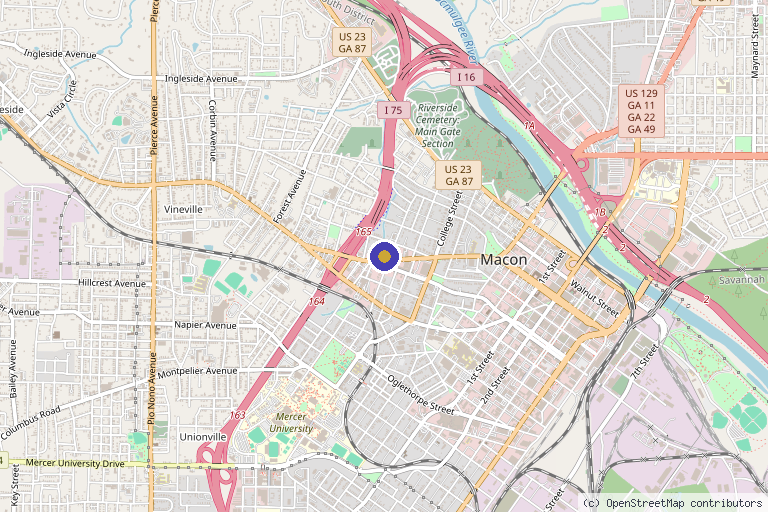Map showing the location of Medical Aesthetic Center of Georgia in Macon, GA