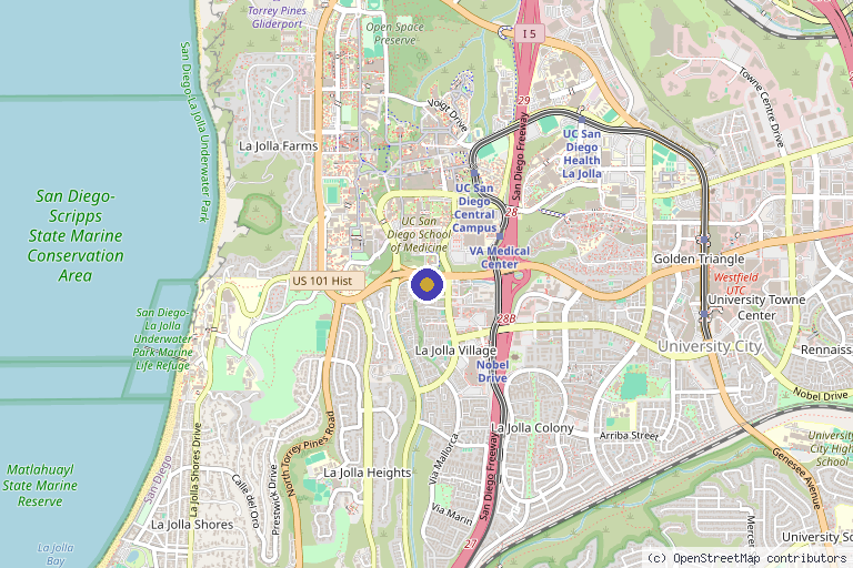 Map showing the location of Regenicel Aesthetics in La Jolla, CA