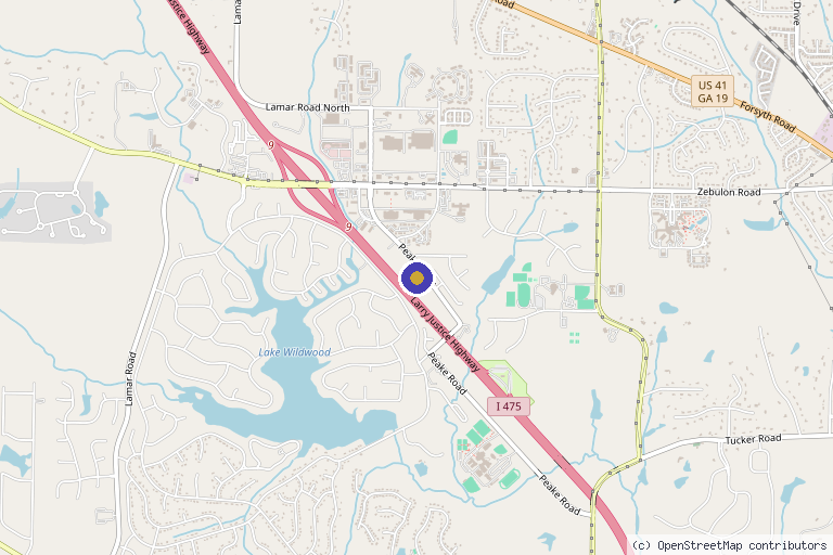 Map showing the location of The Georgia Center for Plastic Surgery: Groves Joshua MD in Macon, GA