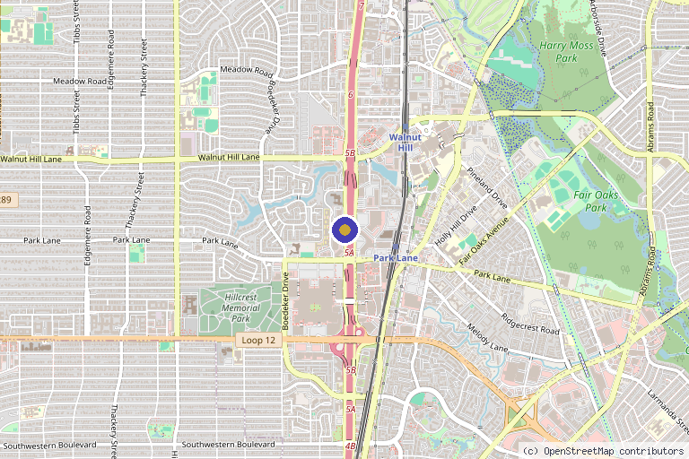 Map showing the location of QC Kinetix (Dallas) in Dallas, TX