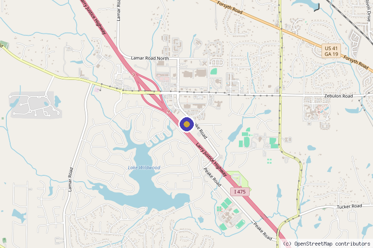 Map showing the location of Aesthetic Anti-Aging Center in Macon, GA