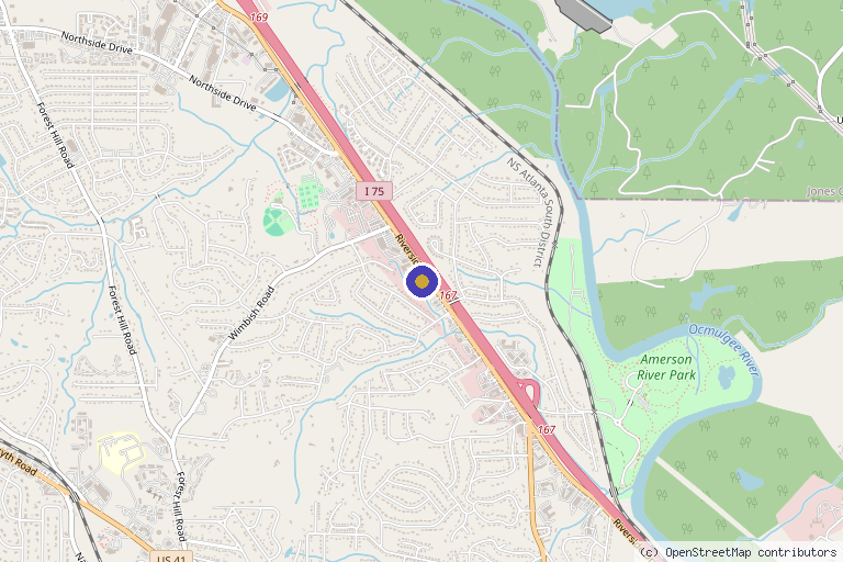 Map showing the location of Mid GA Pain MD - Macon in Macon, GA