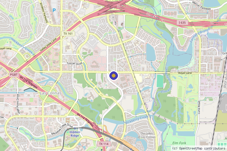 Map showing the location of SpineLUX Pain & Ortho in Irving, TX