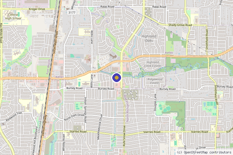 Map showing the location of Posh Medical Aesthetics in Keller, TX
