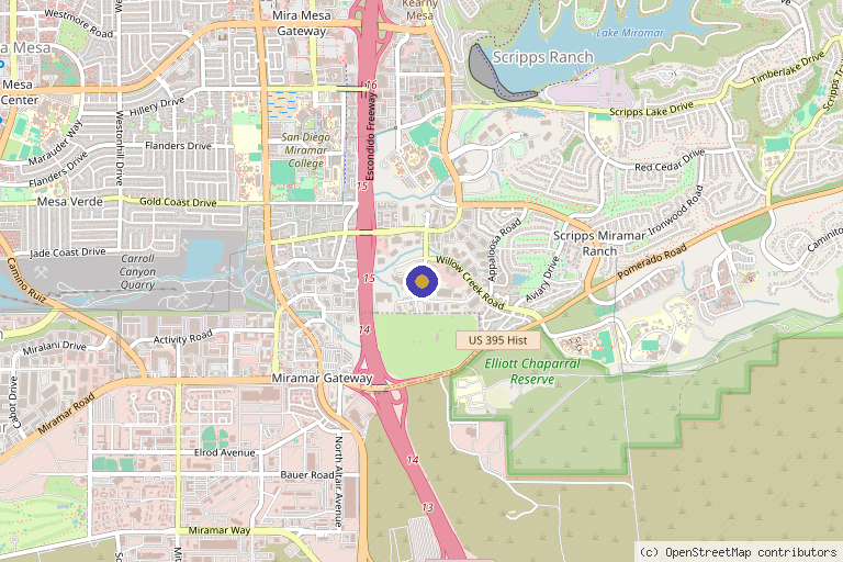 Map showing the location of International Stem Cell Corporation in San Diego, CA