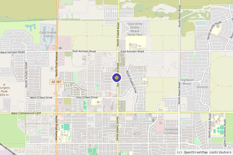 Map showing the location of Agape Family Health and Wellness in Casa Grande, AZ