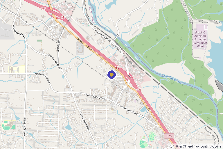 Map showing the location of Optim Neurosurgery - Macon in Macon, GA