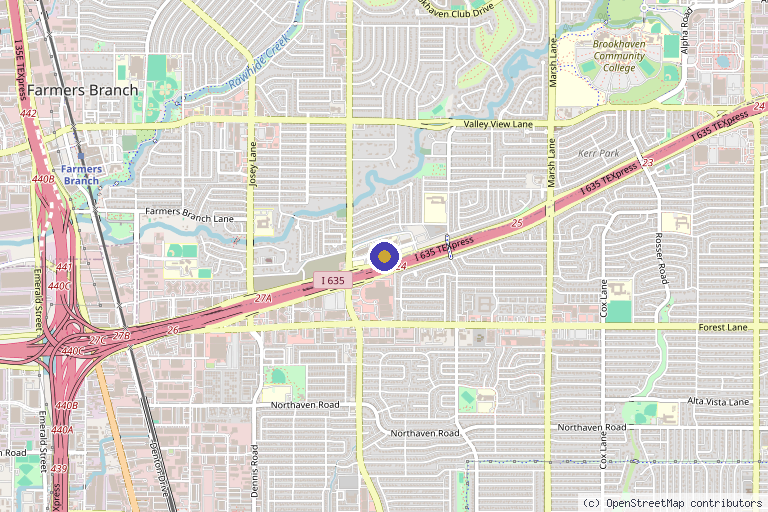 Map showing the location of Soul Glow Medspa in Farmers Branch, TX