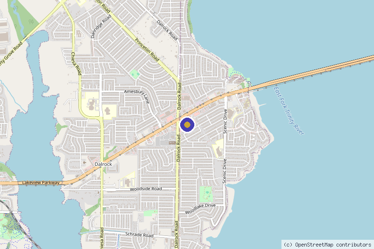 Map showing the location of Interventional Pain and Rehab Center in Rowlett, TX