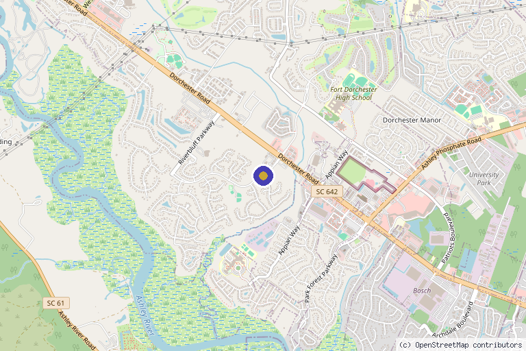 Map showing the location of Coastal Wound Care in North Charleston, SC