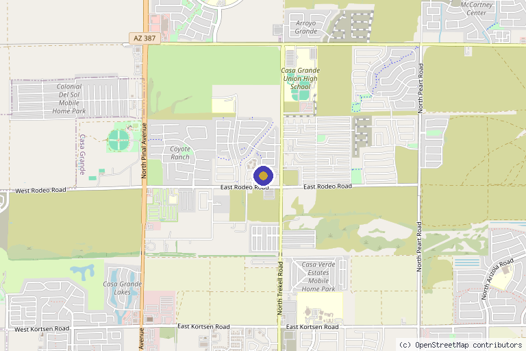 Map showing the location of Mariposa Weight Loss and Wellness PLLC in Casa Grande, AZ