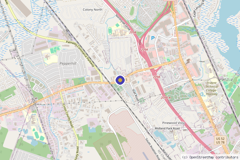 Map showing the location of Atlantic Spine Clinic – North Charleston in North Charleston, SC
