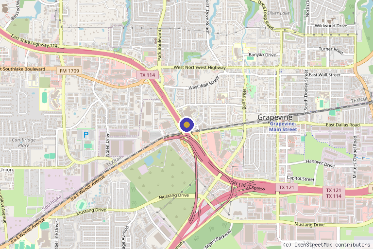Map showing the location of QC Kinetix (Grapevine) in Irving, TX